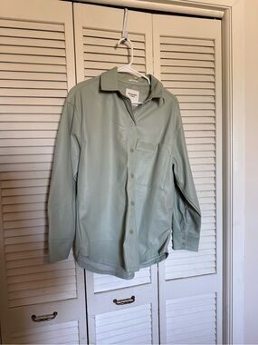 Abercrombie & Fitch Mint Green Faux Leather Oversized Shirt